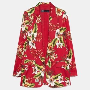 Red floral Zara blazer